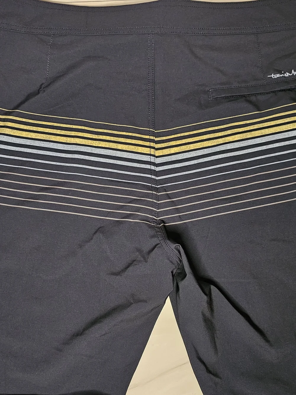 Travis Mathew Men's Board Shorts Size 42 Blue Striped Swim Surf Beach NWT